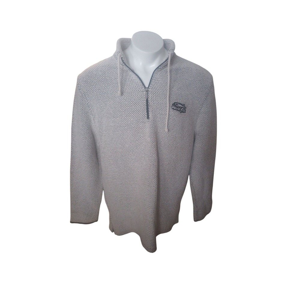 Weird Fish Adult Mens Pullover Sweater Large Beige Quarter Zip Knit Long Sleeve